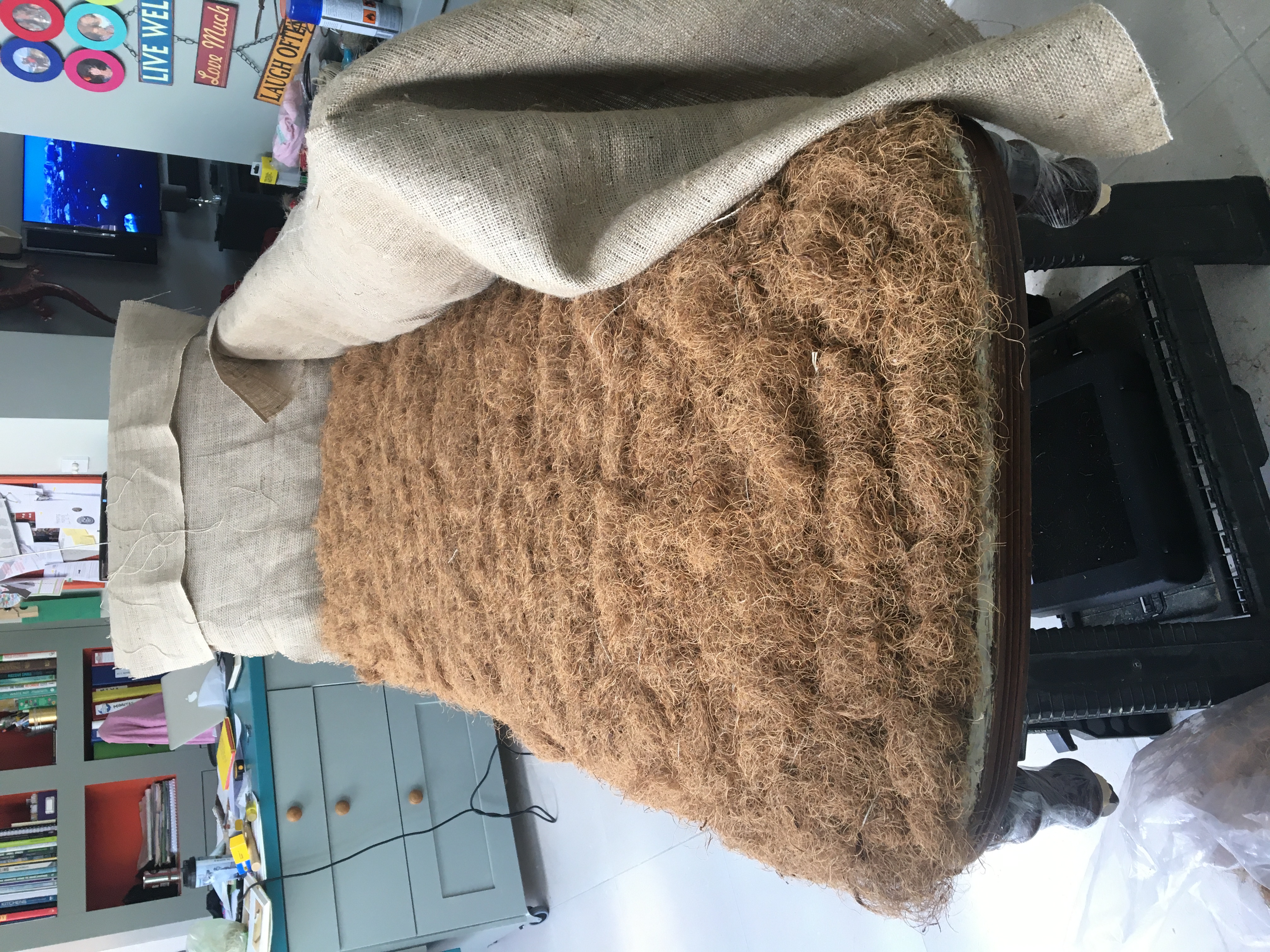 chaise with first stuffing